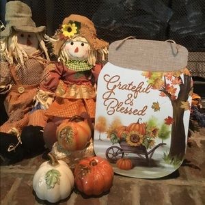 Grateful & Blessed Mason Jar Sign